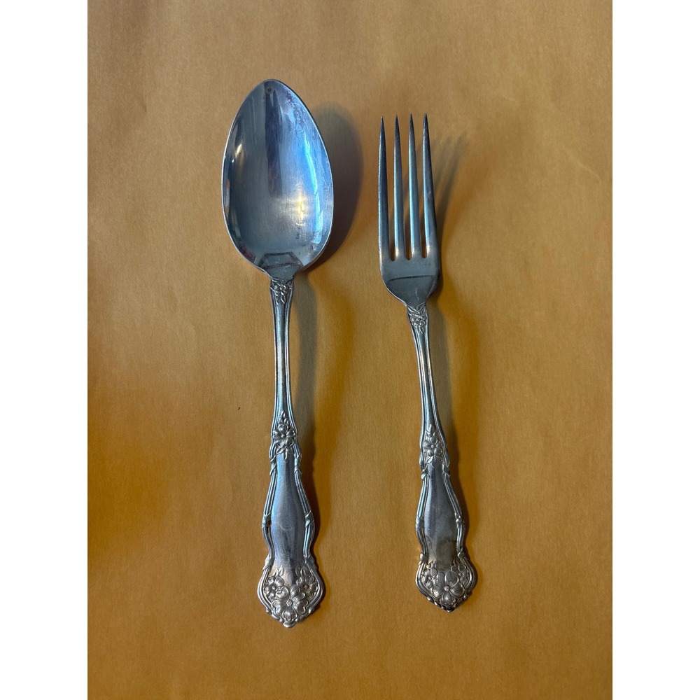 Wm Rogers &‎ Son Flatware Set Unisex OS Silver Gardenia Floral 2pc